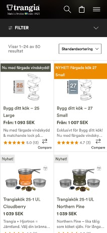 Kategorin Trangiakök i mobilen